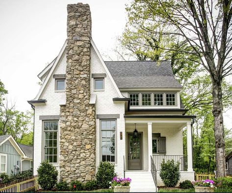 Sw White Duck, Farmhouse Cottage Exterior, Dutch Colonial Exterior, Brick Exteriors, Exterior Materials, Farm House Livingroom, Farmhouse Renovation, Colonial Exterior, Cottage Style Home