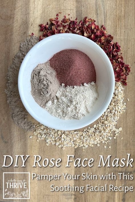 Powder Face Mask Recipe, Rose Clay Face Mask Recipe, Rose Kaolin Clay Mask Diy, Rose Clay Mask Diy, Diy Rose Face Mask, Diy Natural Products Skin Care, Rose Powder Face Mask Diy, Rose Petal Powder Face Mask, Diy Clay Face Mask