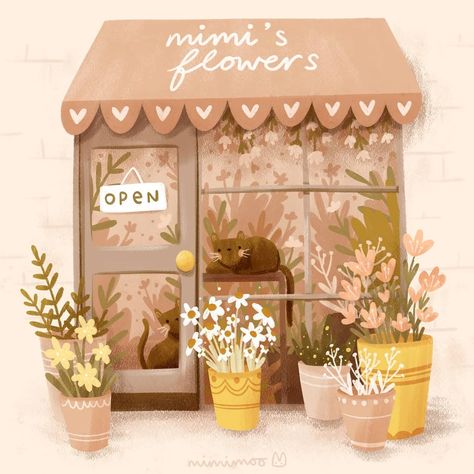 Flower Shop Illustration, 동화 삽화, Stickers Kawaii, Shop Illustration, Work With Me, Cute Cartoon Drawings, Art Style Inspiration, Illustrations And Posters, Illustration Character Design