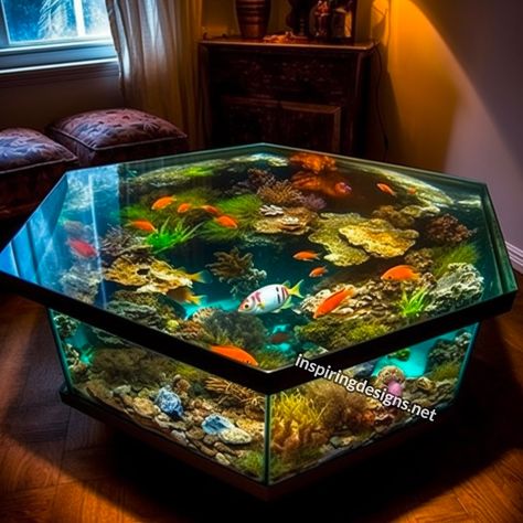 Glass Coffee Table Aquariums Are Now a Thing, and They’re Spectacular Looking – Inspiring Designs Wood Resin Coffee Table, Aquarium Table Ideas, Coffee Table Aquarium, Coffee Table Fish Tank, Aquarium Table, Table Aquarium, Fish Tank Table, Fish Tank Coffee Table, Unique Fish Tanks