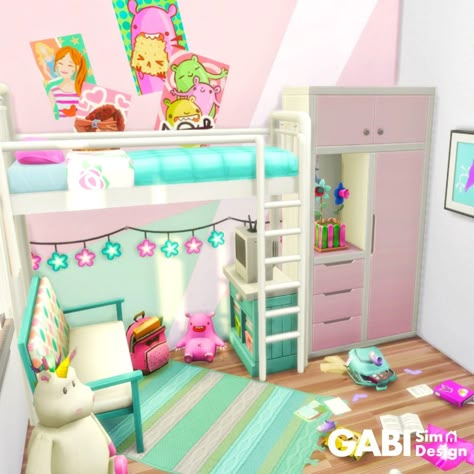 Cute Sims 4 Builds, Sims 4 Toddler Room No Cc, Sims 4 Room Inspo No Cc, Sims 4 Room Ideas Bedrooms No Cc, Sims 4 Kids Room Ideas, Sims 4 Nursery Ideas No Cc, Sims 4 Kids Room No Cc, Sims Kids Room, Sims 4 Dollhouse