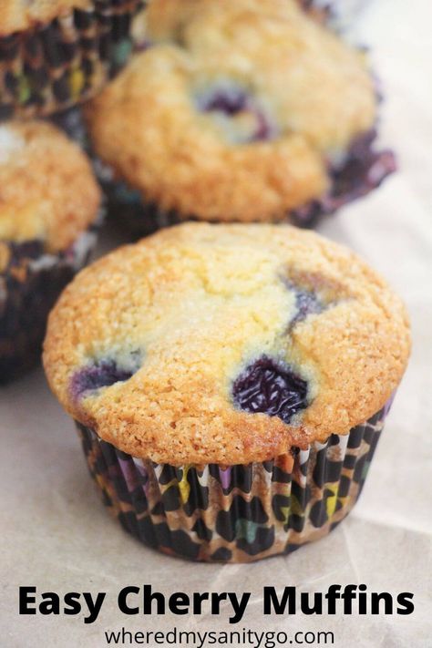 Easy Cherry Muffins with Fresh Frozen or Maraschino Cherries Frozen Cherry Muffins, Cherry Muffins With Frozen Cherries, Frozen Cherries Recipes, Cherries Recipes, Homemade Chili Recipe, Cherry Muffins, Muffins Easy, Breakfast Recipies, Maraschino Cherries