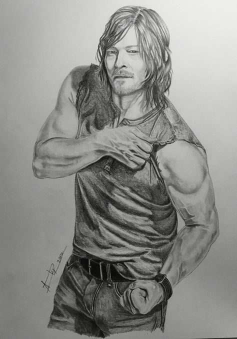 Norman Reedus - Daryl Dixon - The Walking Dead TWD Twd Daryl Fanart, Twd Tattoo Ideas, Twd Art, Twd Sketch, Twd Drawings, Norman Reedus Drawing, The Walking Dead Desenho, Daryl Drawing, Daryl Dixon Drawing