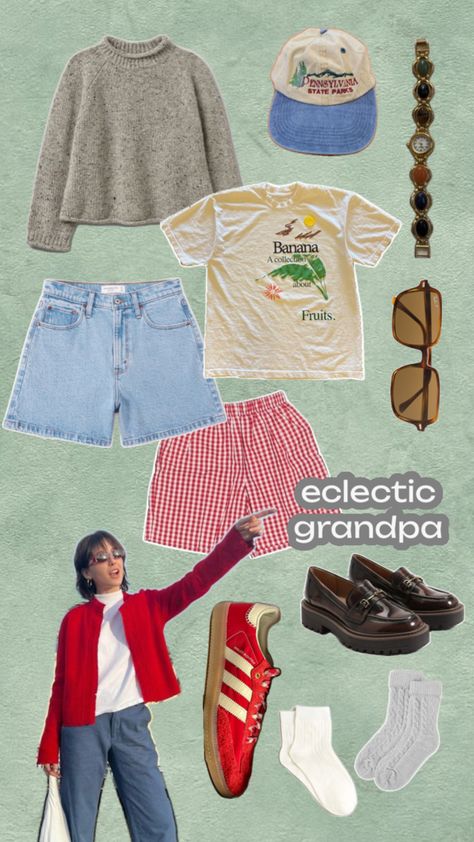 Elevate your fashion game with our eclectic grandpa-inspired outfit collage! 🧔✨ Unleash your creativity and find unique outfit inspiration, blending the charm of adidas shoes with the quirky spirit of eclectic grandpa style. Embrace the unexpected and redefine fashion on your terms. ���👟👖 #OutfitInspiration #AdidasShoes #EclecticGrandpaStyle Grandpa Fashion, Grandpa Outfit, Eclectic Outfits, Grandpa Style, Collage Inspiration, Unique Outfit, Outfit Collage, Mode Inspo, The Unexpected