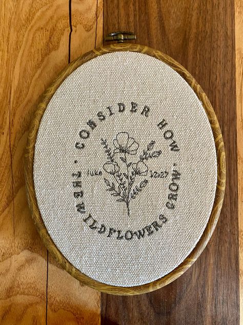 Crafted with care and with the intention to spread seeds of God's Love. Our scripture finished embroidery hoop art can brighten any room or any day! Perfect for bereavement gifts, birthdays, Mother's Day, Thinking of You, encouragement, Graduation, or housewarming gifts.   This listing is for the pictured product in hoop. Perfect for nursery, office, guest room, bedroom, Mother's Day gift and more.  This product is machine stitched on 100% natural cotton canvas and may have variations in texture Bible Verse Embroidery Hoop, Embroidery Gifts For Mom, Embroidery For Nursery, Embroidered Home Decor, Lds Embroidery, Christian Craft Ideas For Women, Embroidery Verses, Embroidery Ideas For Boyfriend, Embroidery Scripture