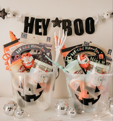 Items For A Boo Basket, Simple Boo Baskets For Kids, Boy Spooky Basket Ideas, Treat Gift Basket Ideas, Gender Neutral Boo Basket, Halloween Boo Basket Ideas For Neighbors, Halloween Boo Baskets For Kids, Small Halloween Gift Baskets For Kids, Boo Bag Ideas Kids