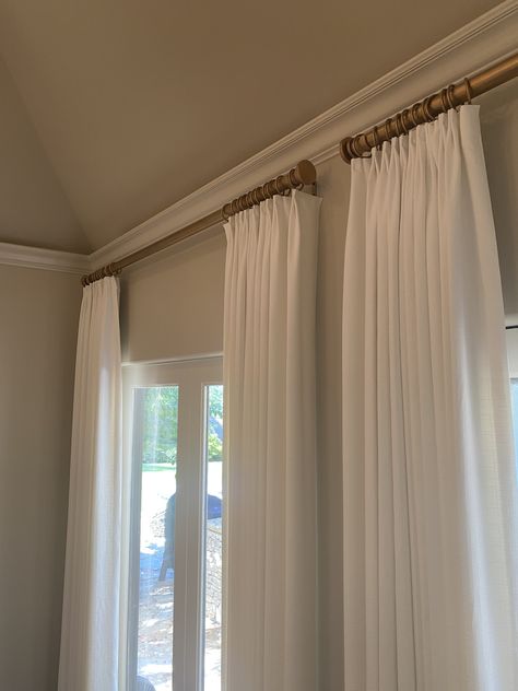 Curtains With Crown Molding, White Drapes Sliding Glass Door, Modern Sliding Doors Interior Curtains & Drapes, White Silk Curtains Living Room, White Silk Curtains, Floor Curtains, Curtains For Sliding Patio Door Bed Bath & Beyond, Tall Curtains, Apartments Ideas