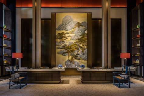 Diaoyutai Hotel by CCD, Hangzhou – China » Retail Design Blog Modern Chinese Interior, Chinese Style Interior, Chinese Interior, Hangzhou China, Hotel Interior Design, Lobby Design, Lounge Design, Modern Chinese, Asian Decor