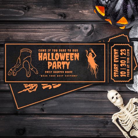 Halloween ticket Halloween Party Ticket Halloween Party Tickets, Halloween Invites, Scary Party, Super Scary, Invitation Halloween, Magic Key, Party Tickets, Halloween Invitation, Special Halloween