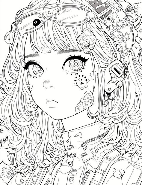 Gothic Coloring Pages (Free Printables) Skeleton Simple Coloring Pages Aesthetic Cute, Colouring Pages Anime, Anime Colouring Pages, Goth Coloring Pages, Decora Girl, Manga Coloring Pages, Anime Coloring Pages, Coloring Books For Kids, Manga Coloring Book