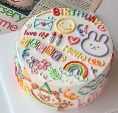 Resipi Kek, Funny Birthday Cakes, Mini Cakes Birthday, Creative Birthday Cakes, Simple Birthday Cake, Pretty Birthday Cakes, Cute Birthday Cakes, Buttercream Cake, Pretty Cakes