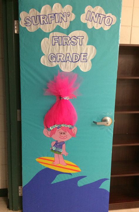 Trolls Door Decoration, Trolls Bulletin Board Ideas, Baby Room Activities, Teacher Door Decorations, Birthday Bulletin, Birthday Bulletin Boards, Yearbook Pages, Toddler Art Projects, Teacher Doors