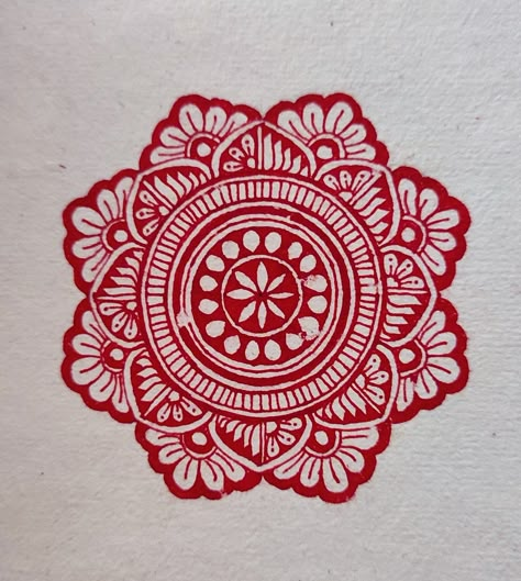 Alpona Design Painting, Alpona Design Red And White, Small Alpona Design Bengali, Wall Alpona Design, Alpona Design Drawing, Small Alpona Designs, Round Alpona Design Bengali, Small Mandala Design, Alpona Painting