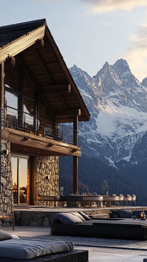 Luxurious Mountain Villa Terrace Overlooking Peaks Mountain Terrace, House In Mountains Dream Homes, Hotel In Mountain, Mountain View Resort Design, Mountain View Resort, Snowy Mountain Mansion, Colorado Mountain Homes, Mountain Villa, Mountain Dream Homes