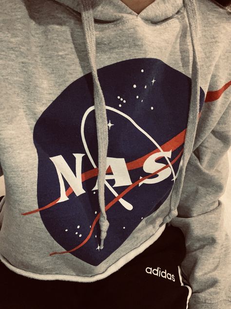 nasa croppped hoodie•adidas sweatpants Nasa Outfit, Nasa Clothes, Stars And The Moon, Hoodie Adidas, Adidas Sweatpants, North Face Backpack, Nasa, The Moon, The North Face