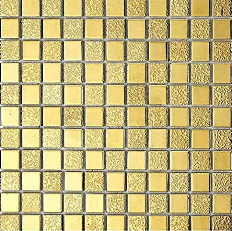 Amazon.ca: gold mosaic tiles Gold Backsplash, Gold Mosaic Tile, Porcelain Tile Bathroom, Backsplash Bathroom Wall, White Mosaic Tiles, Mosaic Backsplash Kitchen, Gold Floor, Gold Mosaic, Ceramic Mosaic