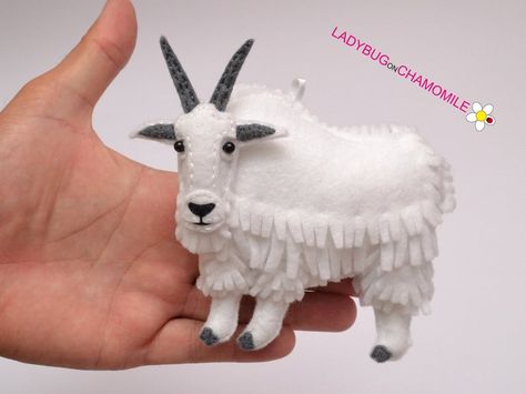 Felt MARKHOR IBEX Mountain GOAT Ornament Toy Magnet | Etsy Felt Goat, Goat Ornament, Felt Stocking, Felt Crafts Patterns, Wool Animals, Felt Crafts Christmas, Mountain Goat, Diy And Crafts Sewing, Plushie Patterns