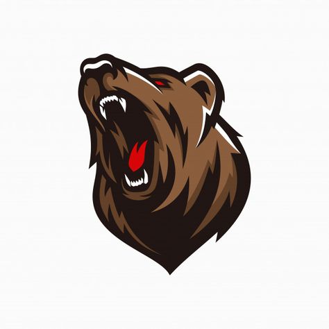 Modern professional grizzly bear logo fo... | Premium Vector #Freepik #vector #logo #badge #character #animal Bear Logo Design, Mascot Logos, Corporate Logo Design, Bear Vector, Animal Crossing Characters, Butterfly Logo, Sports Team Logos, Bear Logo, Natural Logo