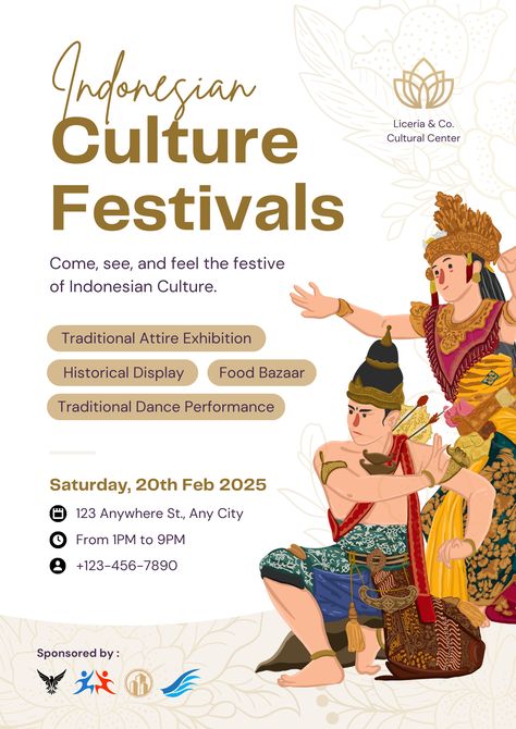 Experience the elegance of Indonesian traditional batik culture with our simple yet sophisticated festival poster in light brown and white. Let's celebrate the richness of heritage together! Cultural Festival Poster Design, Cultural Festival Poster, Culture Festival, Poster Design Layout, Music Poster Design, Cultural Festival, Festival Poster, Poster Background, Festival Posters