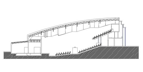 Auditorium Design Exterior Architecture, Auditorium Elevation, Theatre Section, Theatre Section Detail, Circular Auditorium Plans, Section Drawing Architecture, Auditorium Plan, Auditorium Architecture, Auditorium Section