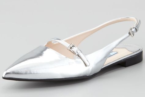 Prada Metallic Mary Jane Sling Back Flats Resort Sandals, Louboutin Kate, Goody Two Shoes, Christian Louboutin Kate, Prada Women, Sandals Resorts, Designed Shoes, Metallic Flats, Designer Footwear