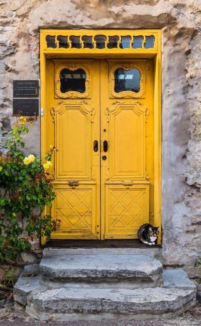 Yellow Doors: Home Decor Color Trend | Domino Yellow Front Doors, Yellow Door, When One Door Closes, Yellow Doors, Cool Doors, Foto Tips, Front Door Colors, Home Decor Color, Old Doors