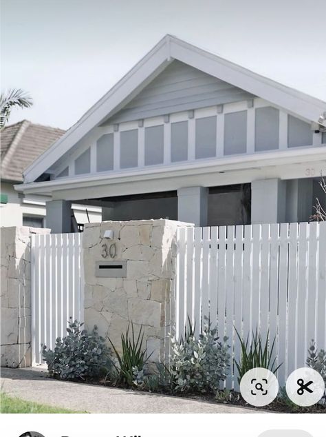 Coastal Front Fence, White Timber Fence, White Front Fence, Coastal Fence, Hamptons Fence, Coastal Facade, Timber Fence, Home Fencing, House Fence Design