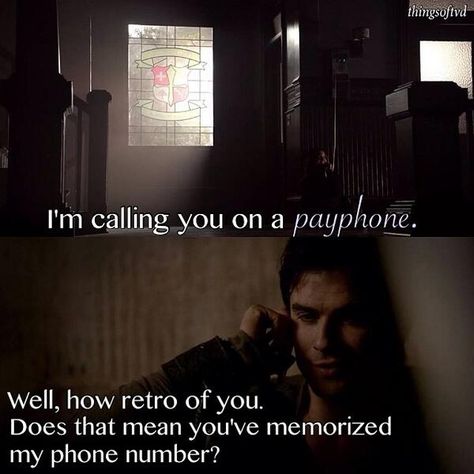 Damon Salvatore (Ian Somerhalder) and Elena Gilbert (Nina Dobrev) - "The Vampire Diaries" Damon Humor, Delena Moments, Damon Quotes, Team Damon, Tvd Quotes, Damon Elena, Vampire Diary, Vamp Diaries, Vampire Diaries Memes