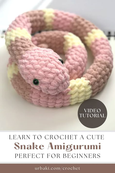 What To Crochet Ideas Easy, Crochet Animals Easy Free Patterns, Crochet Big Snake Pattern Free, Things To Crochet Without Stuffing, Beginner Crochet Projects Plush, Free Crochet Plushie Patterns Snake, Crochet Book Snake, How To Crochet A Snake For Beginners, Quick No Sew Crochet