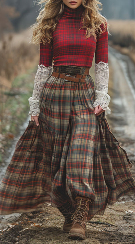 Scottish Outfit Women, Retro Plaid Dress, Scottish Outfit, Womens Winter Fashion, Capsule Wardrobe Winter, Scottish Clothing, Plaid Dresses, Fall And Winter Outfits, Autumn Look