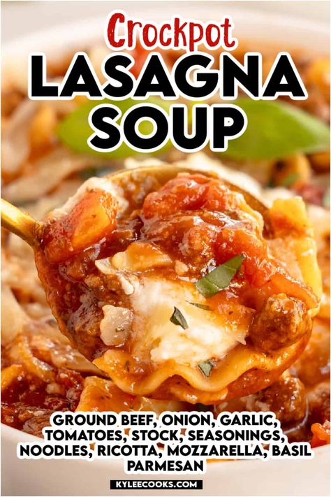 Lasagna Beef, Noodles And Cheese, Slow Cooker Lasagna Soup, Lasagna Soup Crockpot, Easy Lasagna Soup, Best Ground Beef Recipes, Soup Crockpot, Crockpot Soup, Homemade Soups