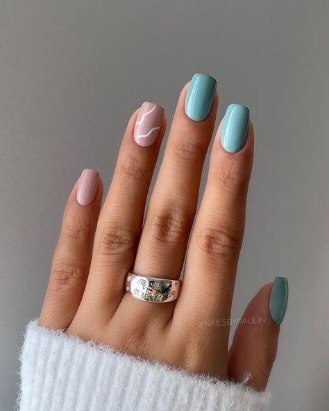 Aqua Nails Turquoise, Spring Blue Nails, Aqua Nail Polish, Mint Nail Art, Aqua Nail, Nails Turquoise, Turquoise Nail Designs, Mint Nails, Aqua Nails