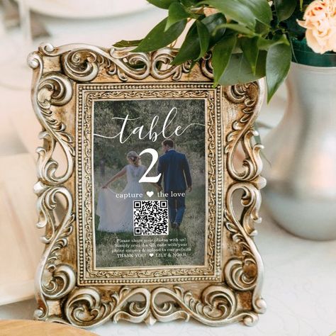 1 Sided Photo for Framing Wedding QR Table Number Unique Table Numbers, Table Numbers Wedding Diy, Digital Payment, Classic Typography, Our Love Story, Wedding Table Number Cards, Honeymoon Fund, Card Table Wedding, Centerpiece Wedding