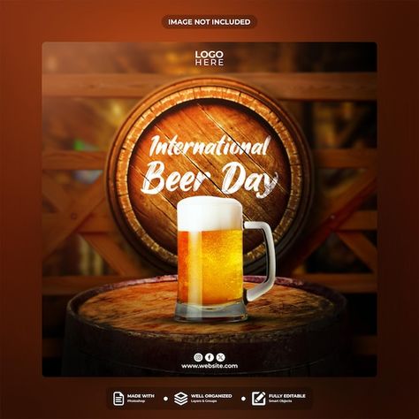 Monday Post, International Beer Day, Post Template Design, Sports Templates, Beer Day, Beer Pub, Social Media Post Template, Technology Icon, Business Card Maker