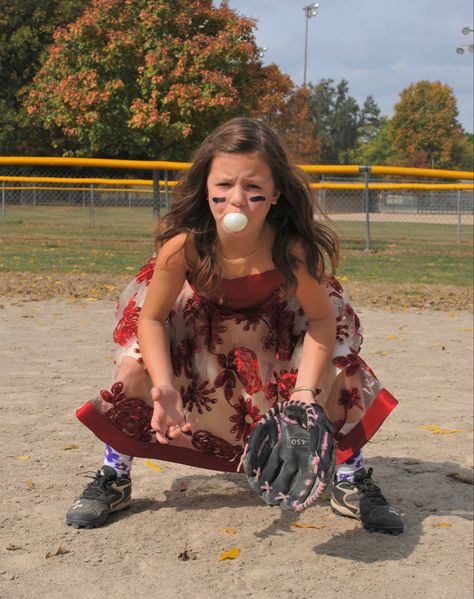 Softball dress pictures Fancy Dress Softball Pictures, Softball Glam Pictures, Softball Dress Pictures, Softball Princess Pictures, Softball Dress, Ariel Photoshoot, Softball Poses, Softball Team Pictures, Softball Pictures Poses