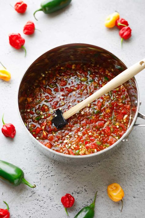 Sweet and Spicy Pepper Relish - Two Healthy Kitchens Red Hot Cherry Pepper Recipes, Chilli Relish Recipe, Hot Cherry Pepper Relish, Cherry Pepper Relish Recipe, Cherry Pepper Relish, Homestead Market, Pepper Relish Recipe, Cherry Pepper Recipes, Red Pepper Relish