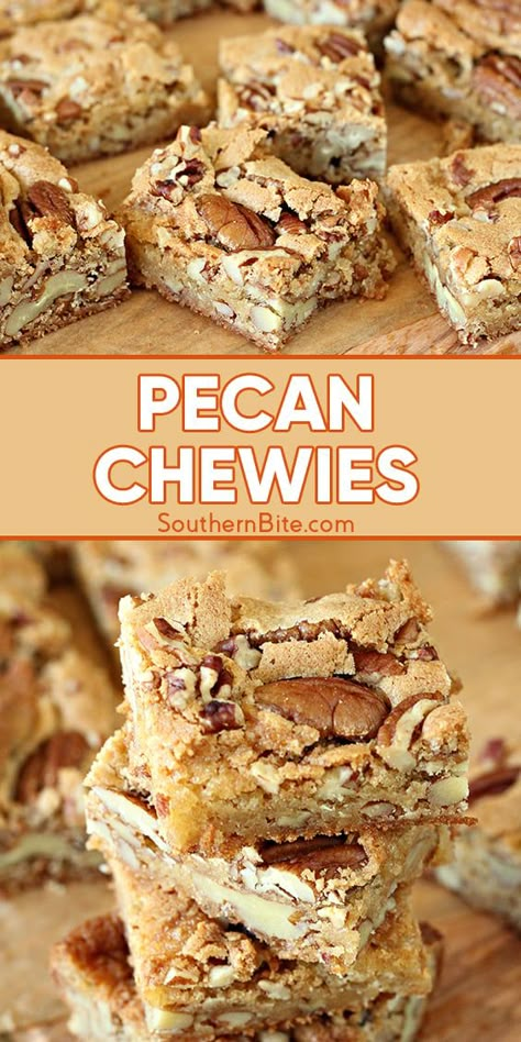 Pecan Dessert Recipes, Pecan Chewies, Pecan Desserts Recipes, Nut Dessert, Bar Desserts, Pecan Desserts, Tiramisu Dessert, Dessert Recipies, Cookies Brownies