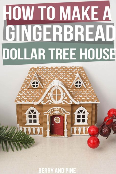 Clay Pot Gingerbread House, Dollar Tree Doll House Gingerbread, Ginger Bread Christmas Tree Ideas, Diy Dollar Tree Gingerbread House, Gingerbread Dollar Tree Diy, Dollar Tree Gingerbread Diy Crafts, Dollar Tree Gingerbread Crafts Diy, Dollar Store Gingerbread House, Gingerbread Dollhouse Diy