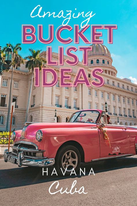 This incredibly beautiful bright pink classic American car is just one of the amazing things you can do in Havana. Here are 42 of my best tips for things to do in Havana Cuba! Best Bucket List, Visit Cuba, Nomad Life, Vinales, Varadero, Cuba Travel, Tourist Information, Caribbean Travel, Bucket List Ideas