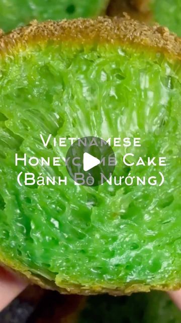 Marianne on Instagram: "Vietnamese Honeycomb Cake (Bánh Bò Nướng)

Chewy, springy, and “not too sweet”… however infamously known to drive people crazy in the kitchen with its finicky batter!

When done correctly, this cake should have a honeycomb like interior formed by little bubbles that appear while baking.

I’ve been lucky enough to have the texture always come out right and I honestly think it’s the single acting baking powder that makes the recipe fool proof and less volatile. 

However there are some great recipes out there that use double acting baking powder, if you want to give them a shot!

But if you want to do what I did…

Ingredients:
• 400mL coconut milk
• 8 eggs (room temperature)
• 1 tbsp melted butter (for batter)
• 1 tbsp vegetable oil (for pan)
• 14 oz tapioca flour
• 1 Vietnamese Honeycomb Cake Recipe, Vietnamese Honeycomb Cake, Pandan Honeycomb Cake Recipe, Vietnamese Cake Recipe, Banh Bo Nuong Recipe, Vietnamese Dessert Recipe, Pandan Honeycomb Cake, Honeycomb Cake Recipe, Tapioca Flour Recipes