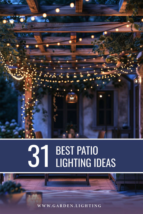 A stunning patio area with numerous string lights providing a warm glow, exemplifying the best patio lighting ideas. Patio Lighting Ideas, Easy Patio, Underwater Led Lights, Pergola Lighting, Patio Wall, Patio Flooring, Pergola With Roof, Outdoor Patio Lights, Backyard Diy Projects