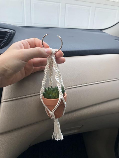 Car Plant Hanger, Hanging Plant Ideas, Macrame Plant Pot, Plant Pot Hanger, Car Rearview Mirror Accessories, Rear View Mirror Accessories, Mirror Hangers, Pot Hanger, Mini Macrame