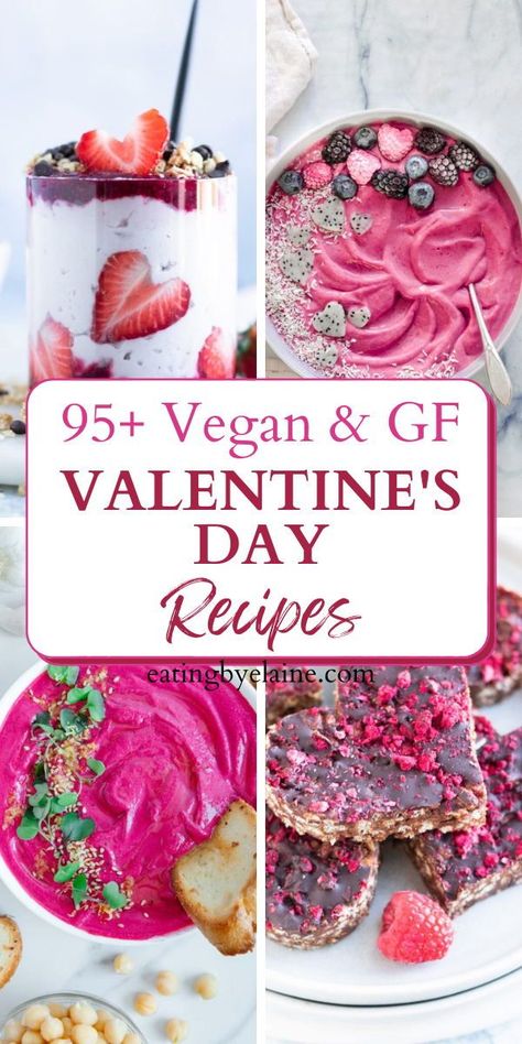 These Vegan Valentine’s Day Recipes are perfect for celebrating love. There are heart-shaped treats, pink and red galore, and every recipe you need for a sweet date night at home! These Vegan Valentine’s Day Recipes are a celebration of love in ALL of the many forms it comes in! I hope they help you feel a little extra warm and fuzzy this year. Galentines Party Food Ideas Vegan, Free Valentine’s Day Ideas, Whole 30 Valentines Recipes, Vegan Gluten Free Valentines Desserts, Valentines Day Food Recipes, Vegan Valentines Day Dinner, Vegan Valentines Day Treats, Vegan Valentines Day Desserts, Valentines Meals