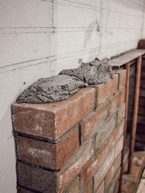 How To Build Brick Fireplace, Repair Brick Fireplace, Wood Stove Installation Fireplace, How To Brick A Fireplace, Install Wood Burning Fireplace, How To Add Brick To A Fireplace, Brick Fireplace Flush With Wall, How To Build A Brick Fireplace, Diy Brick Hearth Pad