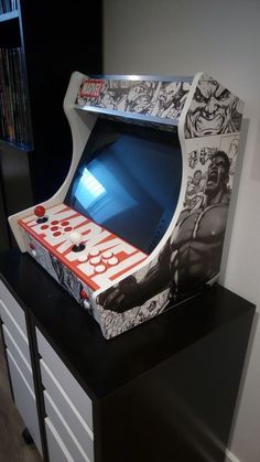 Bartop arcade style Marvel Bartop Arcade Plans, Arcade Games Diy, Video Game Cabinet, Arcade Cabinet Plans, Arcade Design, Arcade Bartop, Arcade Controller, Arcade Equipment, Diy Arcade Cabinet