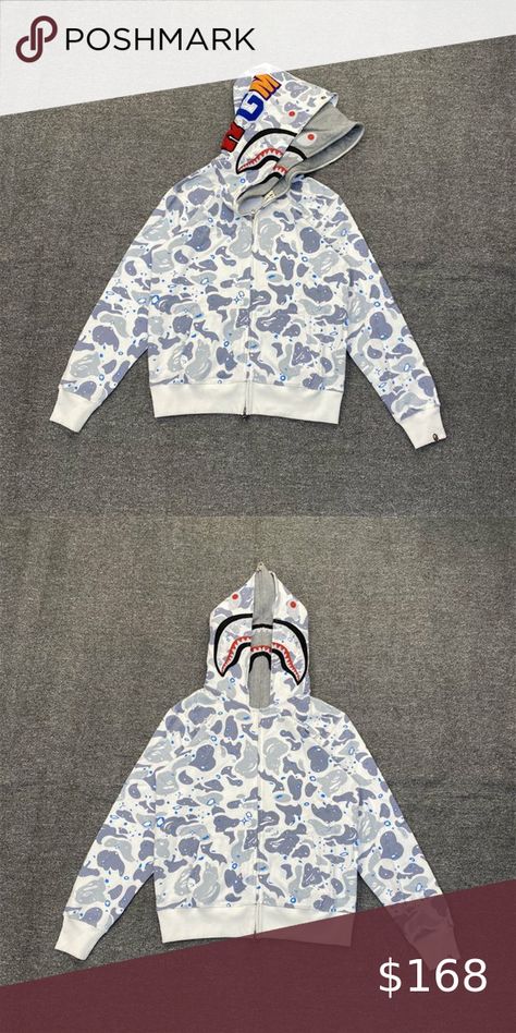 Bape white hoodies White Bape Hoodie, Bape Shark, Bape Hoodie, White Hoodie, Size Medium, Blazer, Outfit Inspo, Plus Fashion, Fashion Trends