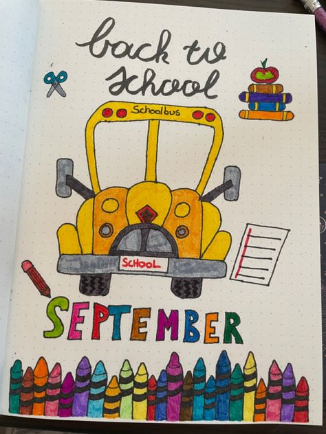 Back to school theme Back To School Bullet Journal, Back To School Theme, Bullet Journal Month, Bujo Ideas, School Theme, Teacher Things, School Themes, Bullet Journaling, Journal Pages