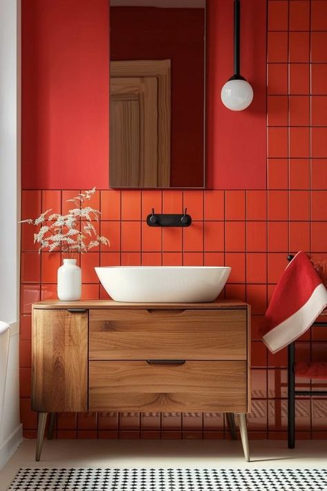 Teenager Bathroom Ideas: Chic &amp; Functional Spaces Orange Walls Bathroom, Teenager Bathroom Ideas, Teenage Girl Bathroom, Hallway Nook Ideas, Teenager Bathroom, 80s Bathroom, Teen Bathrooms, Clever Organizer