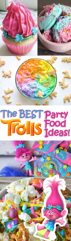 The BEST Trolls Party Food Ideas! - Brownie Bites Blog Trolls Fruit Tray, Trolls Dinner Food, Trolls Movie Night Food, Trolls Dinner And A Movie, Troll Themed Food, Trolls Snack Ideas, Trolls Party Snacks, Trolls Party Food Ideas, Trolls Food Ideas