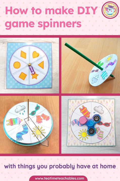 If you've ever wanted to add a fun and interactive element to your kids' games, then DIY game spinners are the perfect solution! They're easy to make, cost-effective, and a great way to keep children engaged. Let me show you how to create your own spinners with everyday items - click on the pin to read more! Create Your Own Board Game Project, Game Wheel Spinner Diy, Diy Game Spinner, Games With Spinner, Game Spinner, How To Make A Game Spinner, How To Make A Spinner, How To Make A Spinner For A Game, Spinner Games